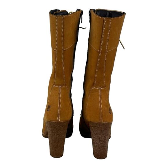 Timberland Mid Calf Heel Boots Wheat Size 6 - Picture 3 of 8